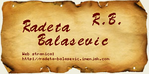 Radeta Balašević vizit kartica